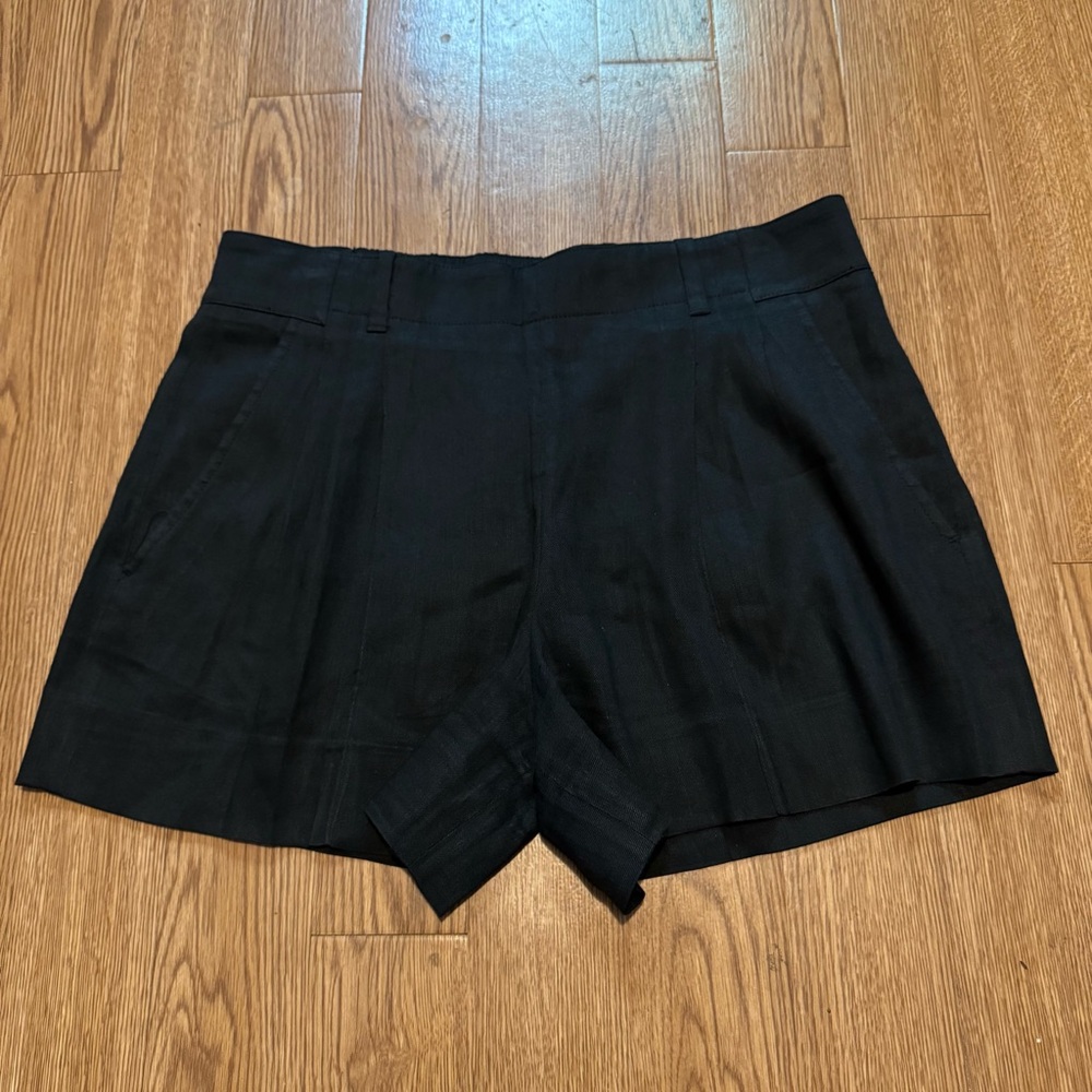 VINCE FLAT FRONT PULL ON LINEN BLEND SHORTS
